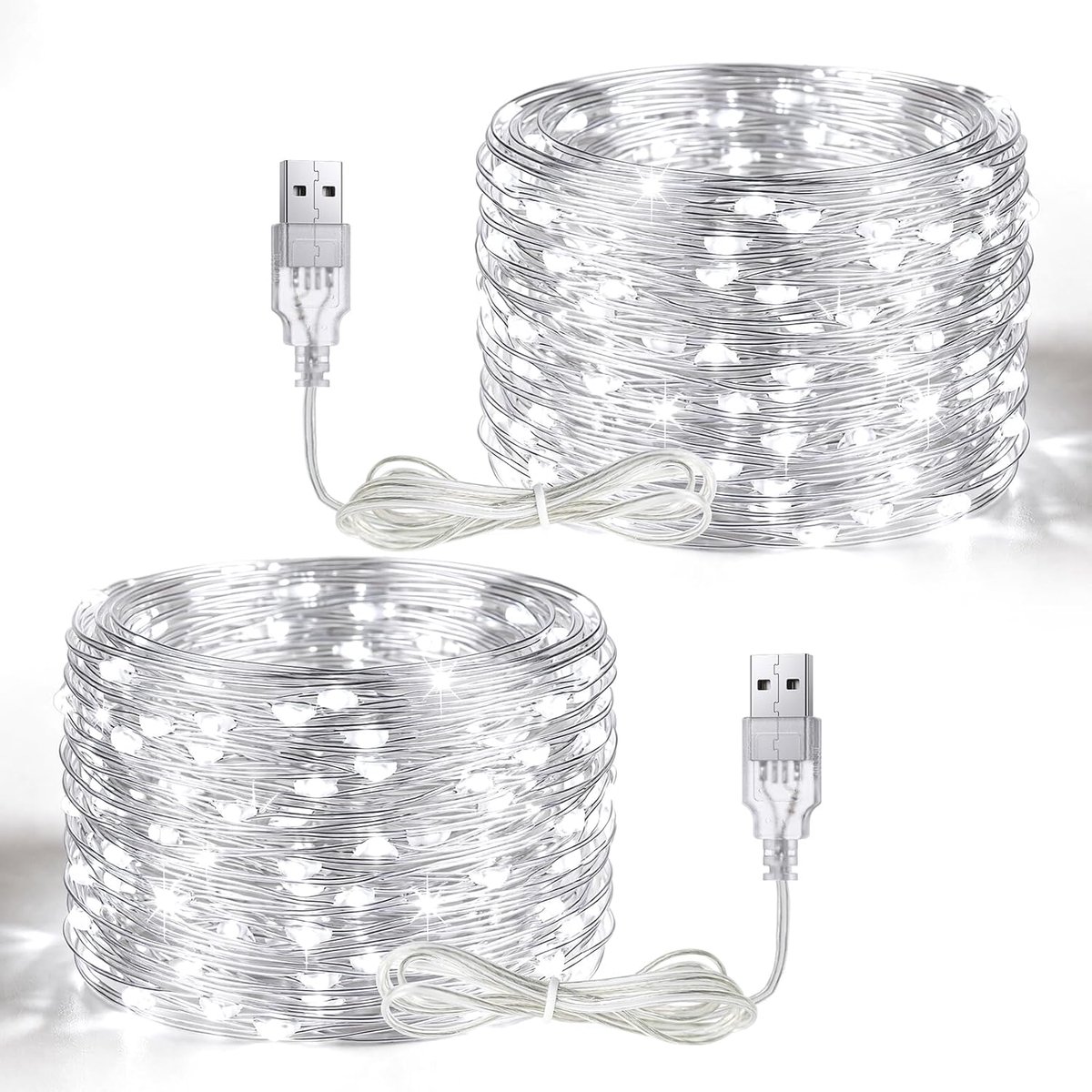 Lichtsnoer 5 m - USB-aansluiting - 50 koudwitte leds - sfeervolle verlichting - ShopVlot