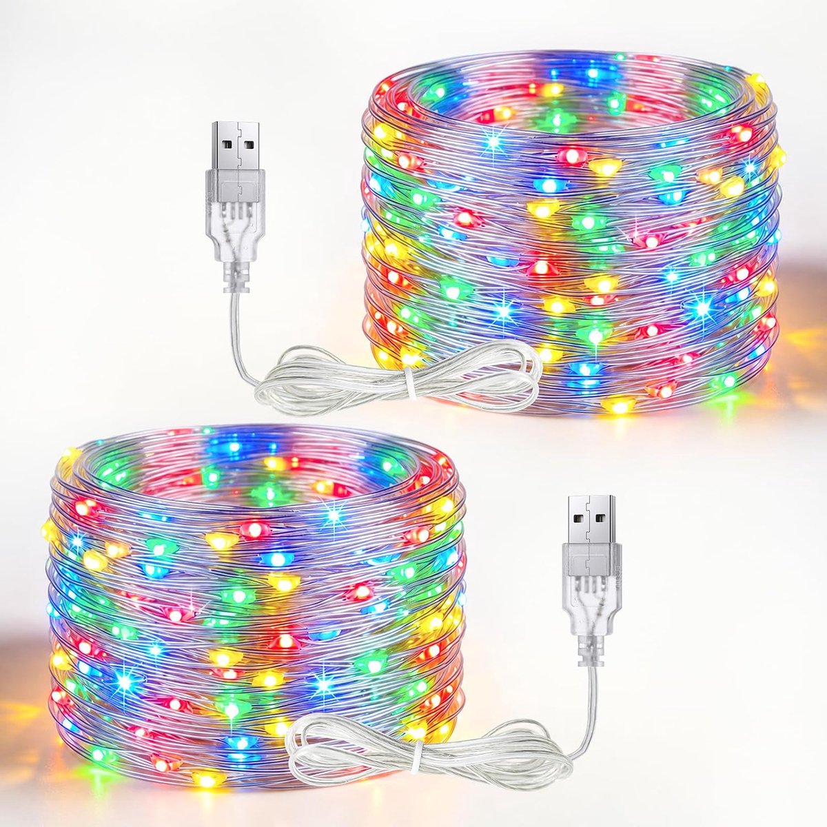 Lichtsnoer 5 m met 50 leds - meerkleurig - USB-aansluiting - sfeervolle verlichting voor elke gelegenheid - ShopVlot