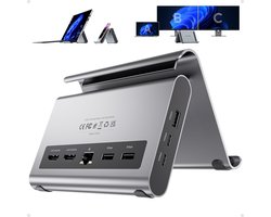 USB C docking station Dual Monitor 4K @60Hz - 6X USB-A/USB-C - Plug & Play - Ideaal voor multitasking - ShopVlot