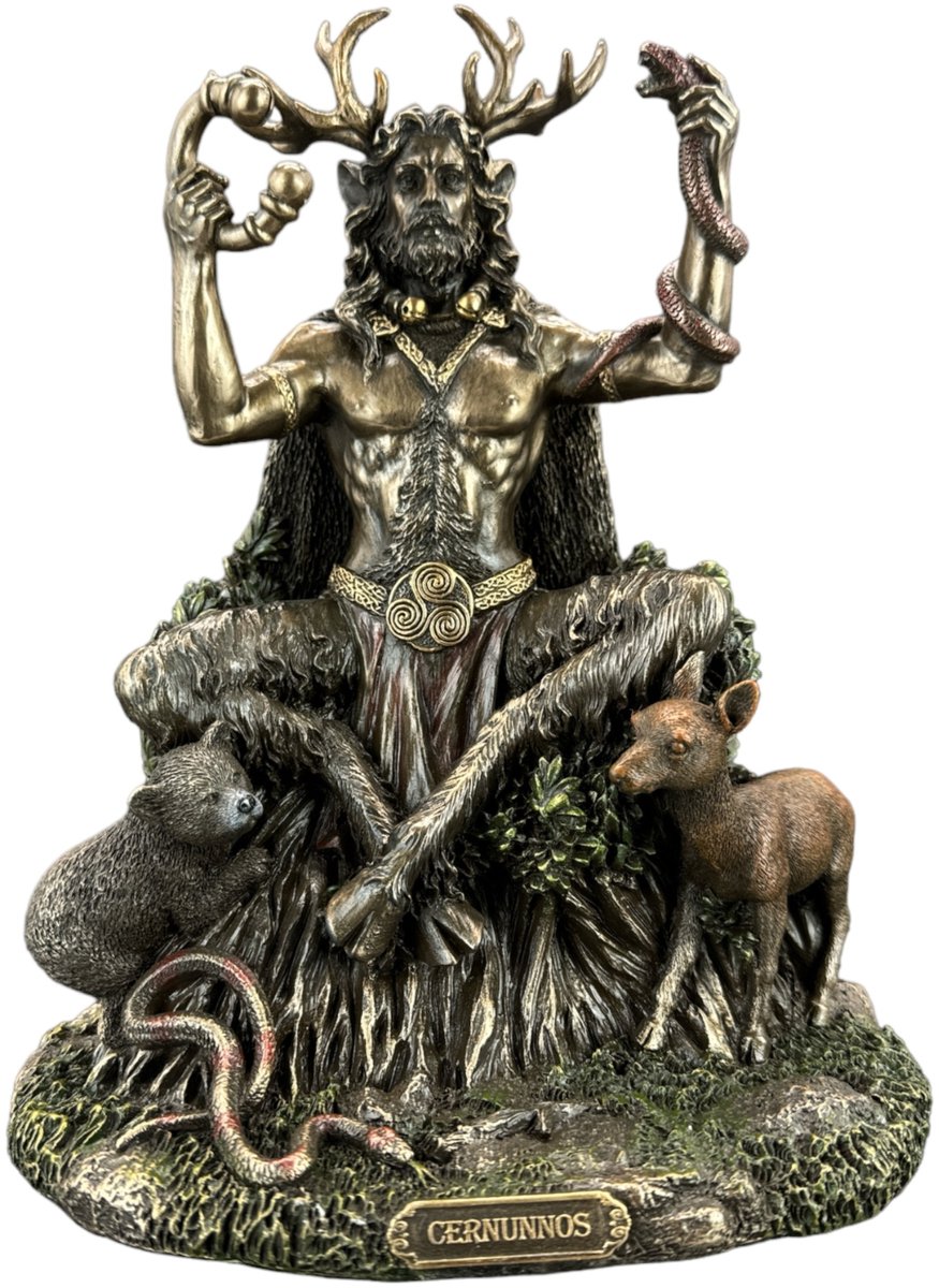 Veronese Cernunnos Noorse God Beeldje - Bronskleurig, handgeschilderd