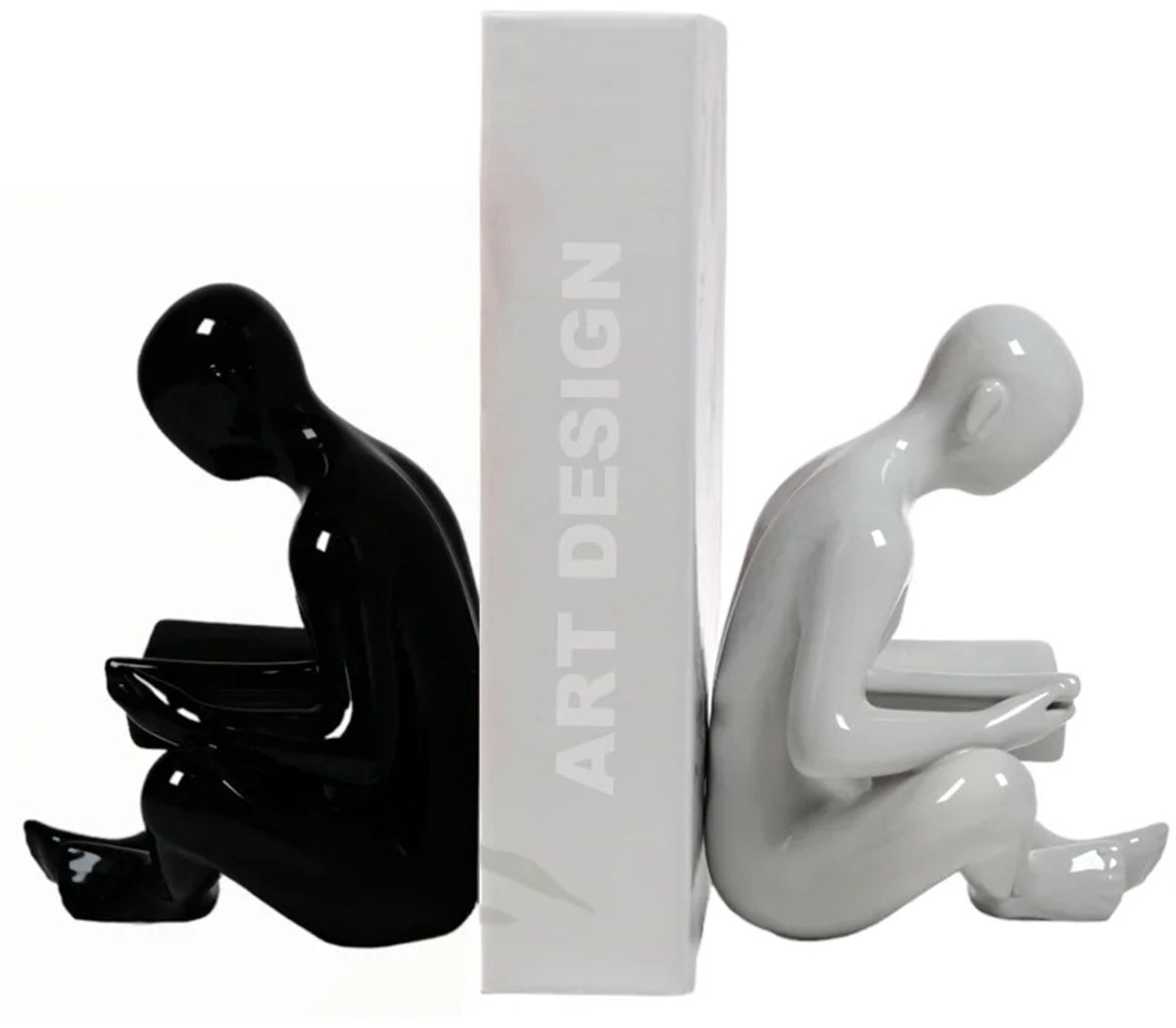 Boekensteunen Zwart Wit Figuren Set - Decoratieve Boekenhouders