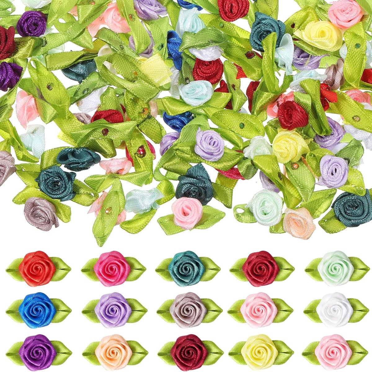 Kunstbloemen 100 stuks - Mini-rozen - Kleurrijk polyester - Ideaal voor knutselen - ShopVlot
