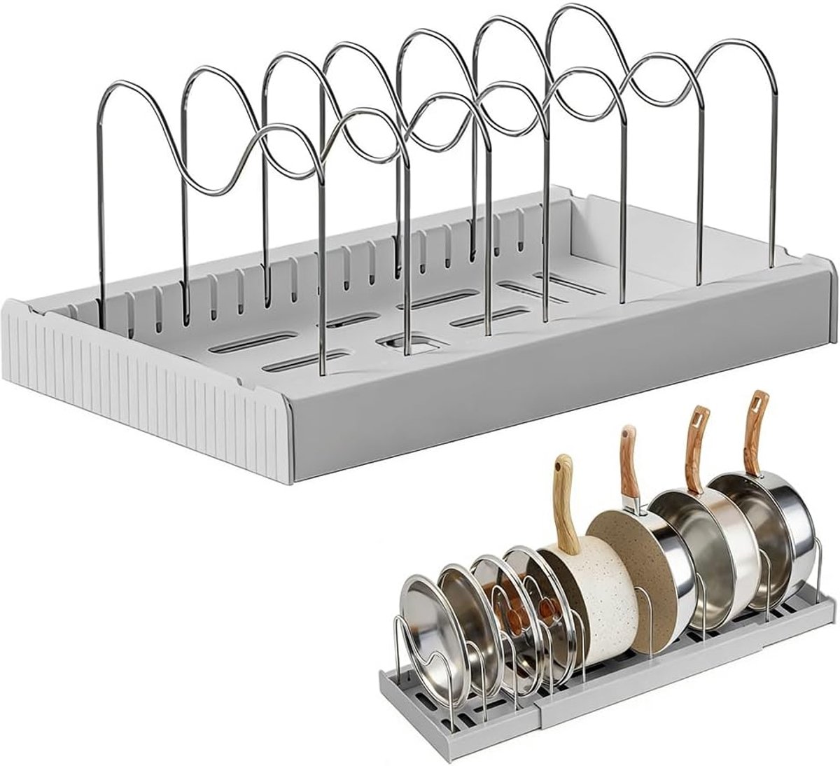 Pan Lid Houder - Verstelbare Organizer - Voor 9 Deksel of Pannen - Stabiele Basis voor Keukenopslag - ShopVlot