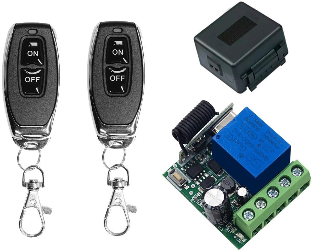 QIACHIP 433MHz DC 5V 6V 12V 24V 60V 1CH Wireless Remote Control RF Relay Module with 2 Transmitters, For On/Off Light - ShopVlot