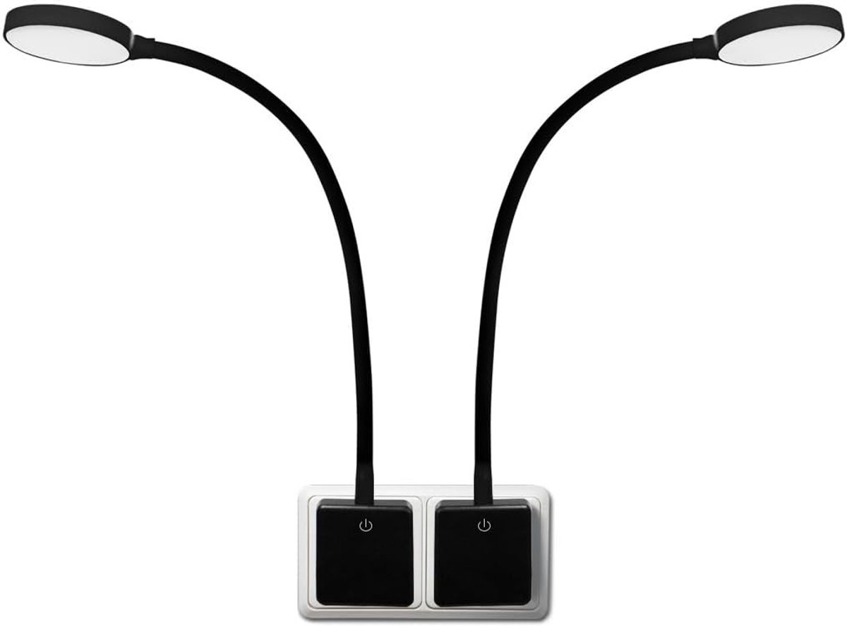 Stekkerlampje - Neutraal Wit - 2 Pack - Dimbare LED Nachtlampjes met Flexibele Arm - Voor Bedlezen en Slaapkamer