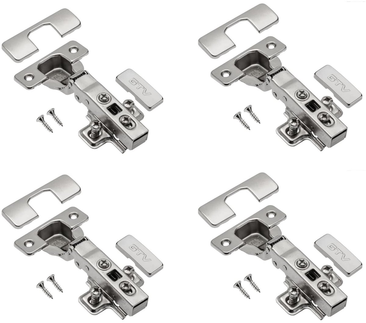 Famanu – Hydraulische scharnieren set van 4 stuks, overlappende scharnieren met demping, geschikt voor kastdeuren, stil sluiten