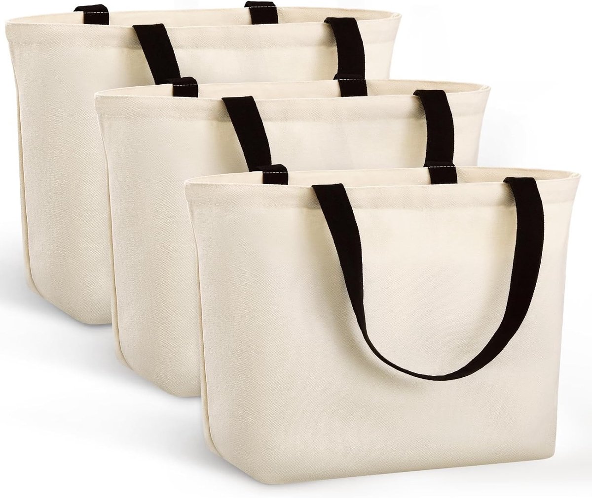 Linnen tasjes onbedrukt - Wit - 42 x 34 x 16 cm - Katoenen Draagtas met Binnenzak en Rits - Voor Creatief Gebruik en Boodschappen