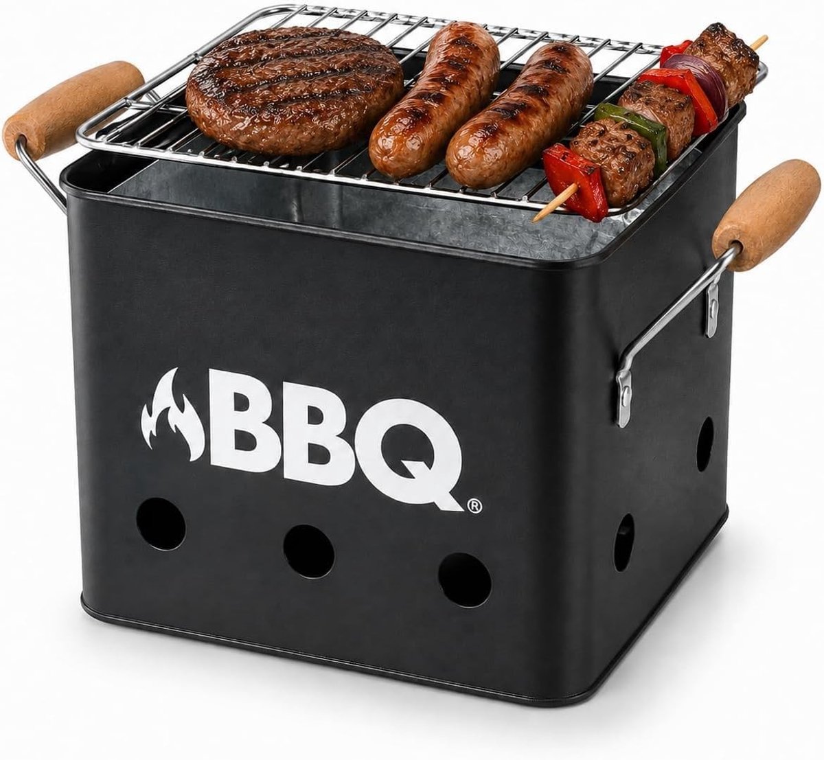 Draagbare BBQ Grill - Zwart - 28,5 x 15,5 cm - Houtskool Mini-Barbecue voor Balkon en Camping