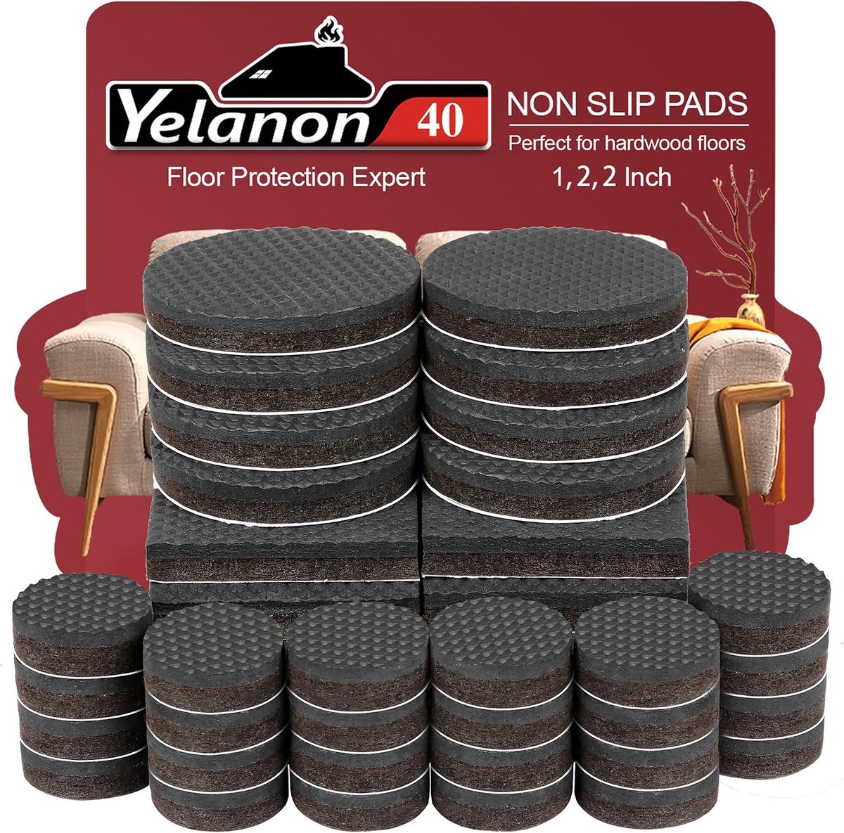 Yelanon Furniture gliders 40 pieces rubber feet self-adhesive anti-slip pads non-slip for furniture legs non-slip - ShopVlot
