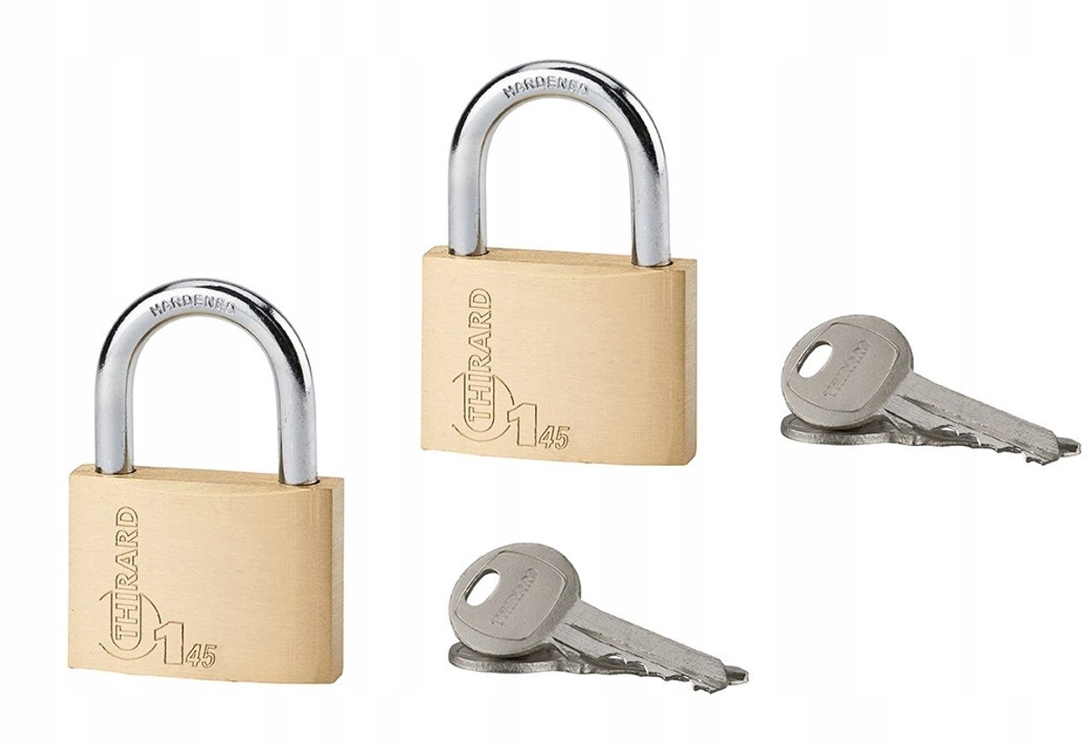 Set van 2 Master Key Hangsloten, 45 mm, Massief Messing