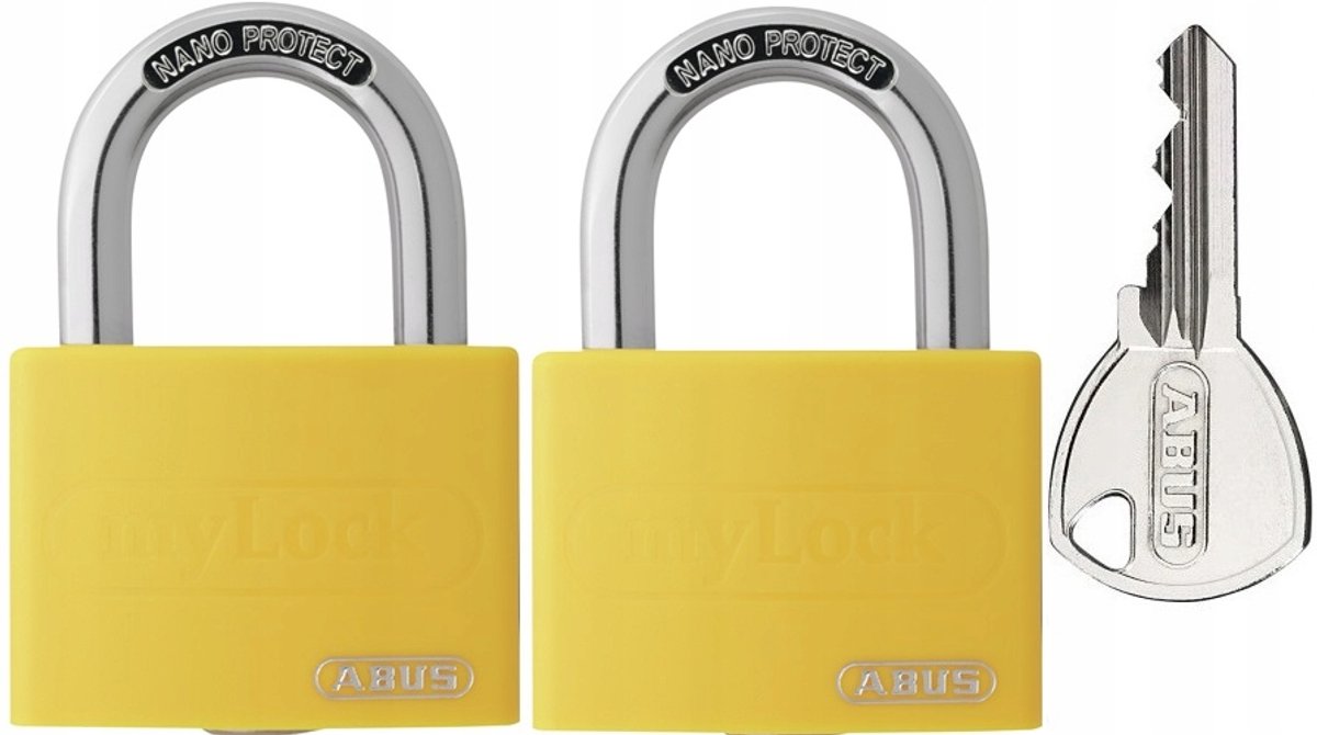ABUS T65AL/40 Geel Kettingslot Set - 1 Sleutel Systeem, 4 Sleutels