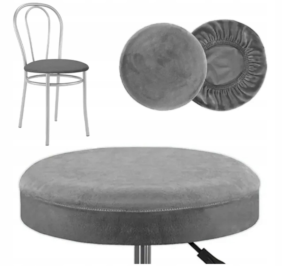 Grijze Velours Stoelhoes Rond 30cm - Comfortabele Bescherming