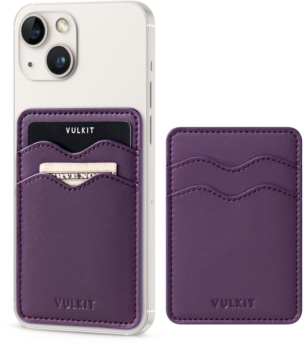 VULKIT Telefoon Pashouder Slanke Lederen Zelfklevende Kaarthouder voor Mannen of Vrouwen RFID Blokkeren Credit Card - ShopVlot