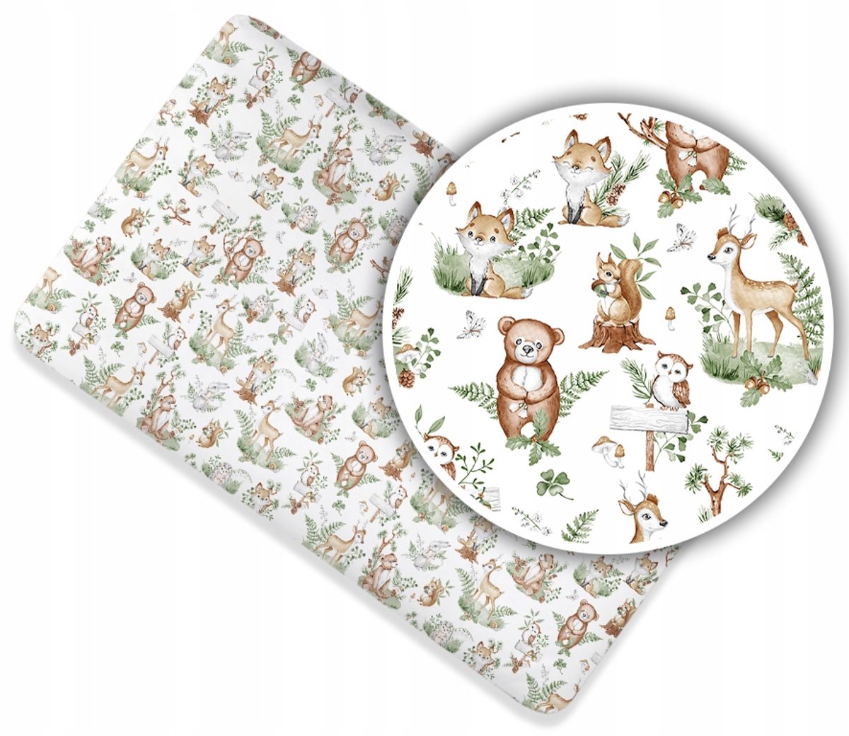 Hoeslaken Katoen 160x80cm met Elastiek - Dieren & Bladeren