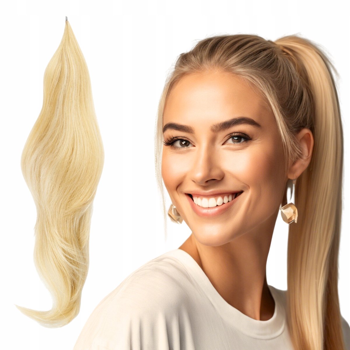 Cameron Hair Clip-in Paardenstaart 75cm - Blond Balayage met Draad