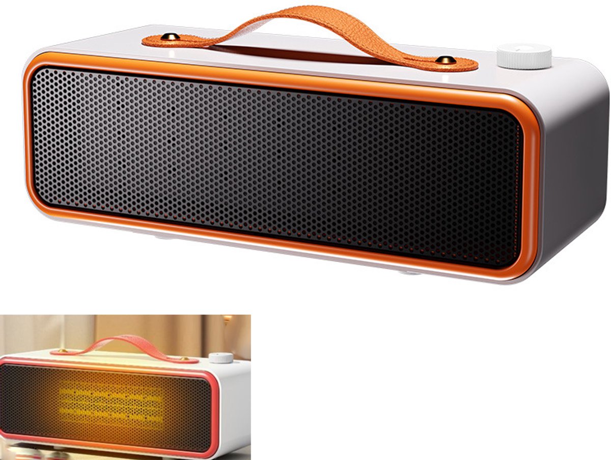 KZQ Draagbare snelle verwarming met 2 instelbare oververhittingsniveaus - Multifunctionele ruimteverwarmer voor slaapkamer kantoor en binnenruimtes - 27,8x10,2x9,6 cm - Oranje