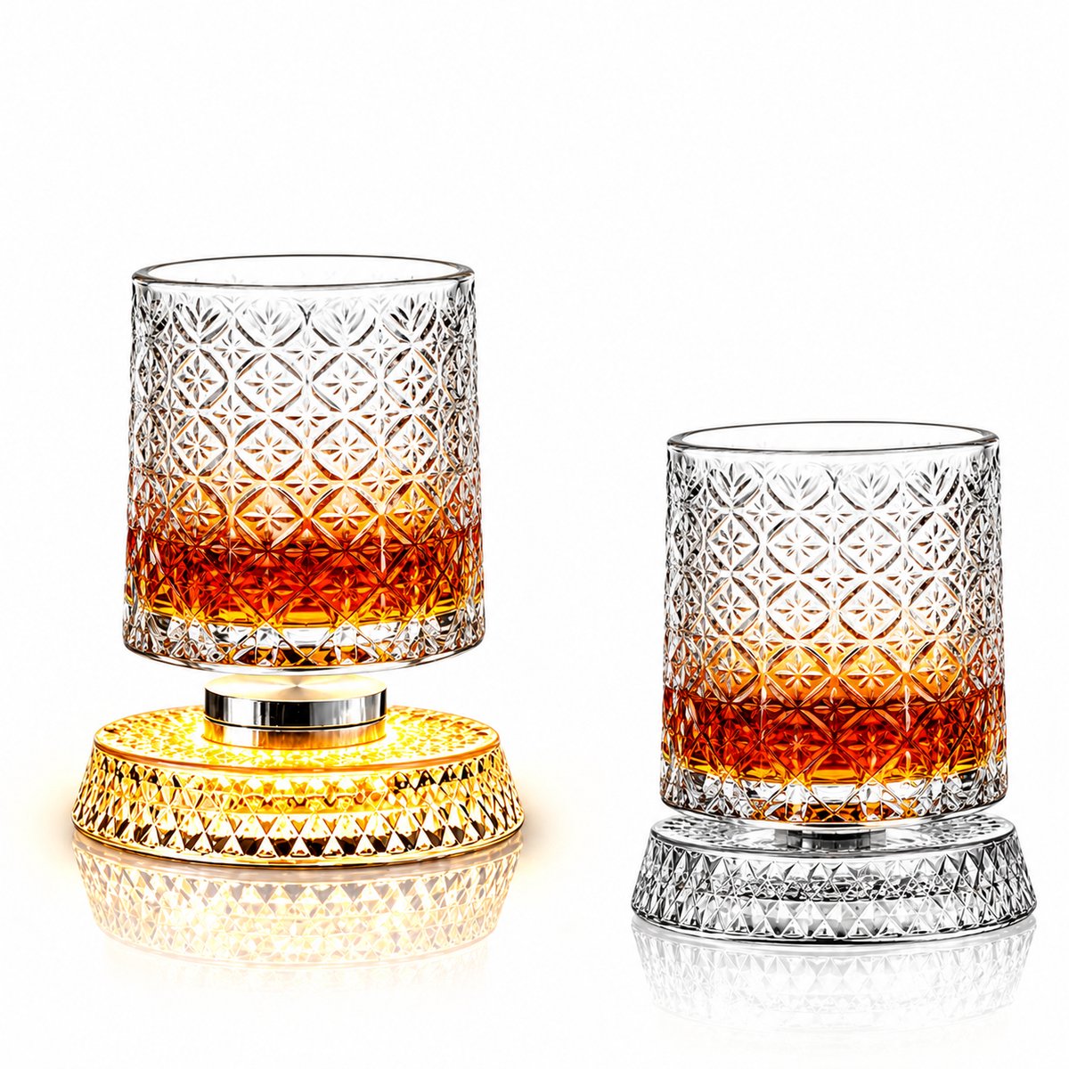 Casalora 270 ml Casalora Whiskeygla - 360° - Roterende Bodem met LED Verlichting - Drinkglas voor Whisky en Sterke Dranken - C