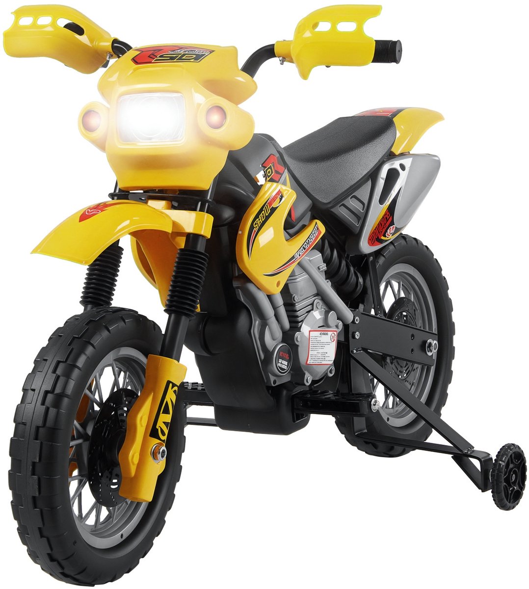 1 stuk - elektrische off-road motorfiets voor kinderen van 3 jaar en ouder - elektrische off-road motorfiets met wielen - batterij 6V snelheid 2,5 km / h - 102 x 53 x 66 cm - geel