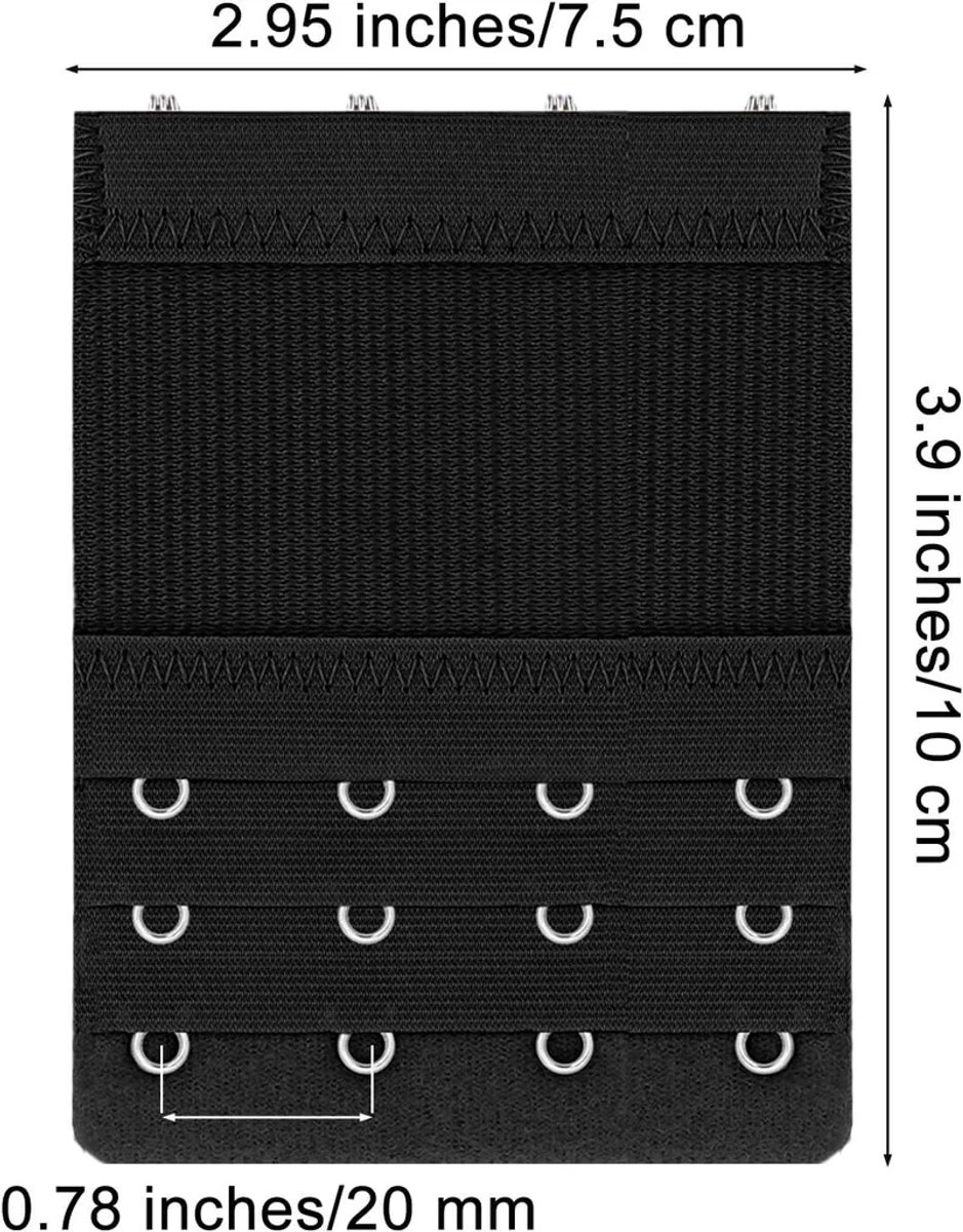 Verlengstukjes Geschikt voor bh-bandjes, 3 stuks, elastisch materiaal, Geschikt voor3 haakjes, 4 rijen, geschikt om te dragen tijdens de zwangerschap en bij gewichtsschommelingen.