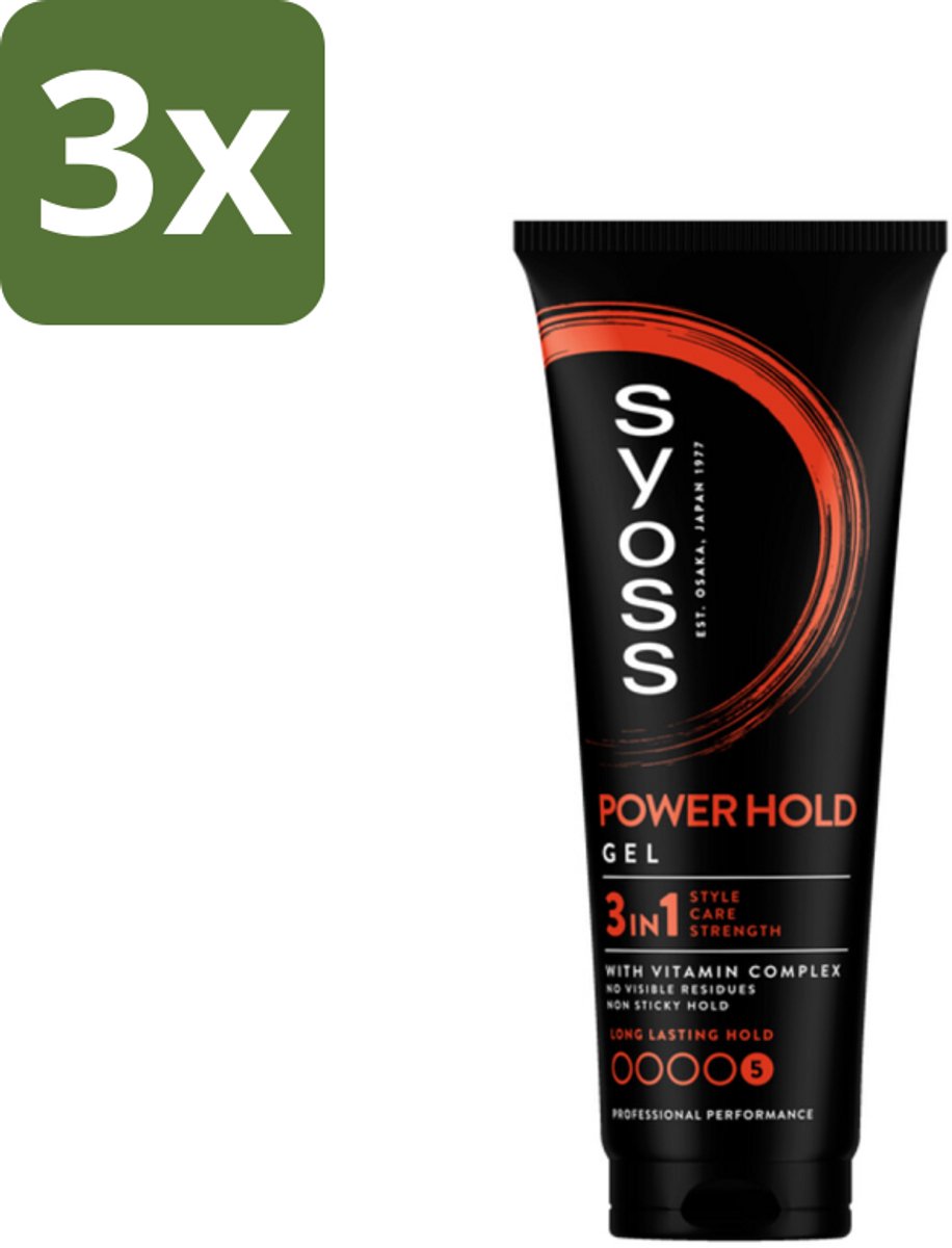 Syoss - Power Hold - Haargel - Extra Sterke Fixatie - 250 ml - Bulkverpakking - 3 stuks