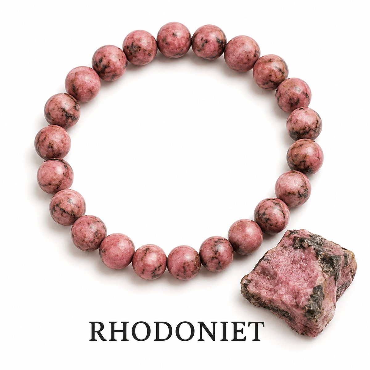 S4H Rhodoniet Armband – 8 mm Edelstenen / 18 cm
