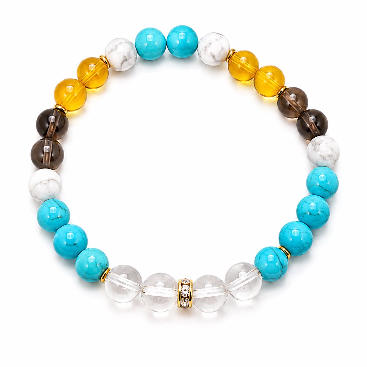 S4H - Element Lucht Armband – Howliet, Turkoois, Citrien, Rookkwarts & Bergkristal | Rust, Helderheid & Vrijheid