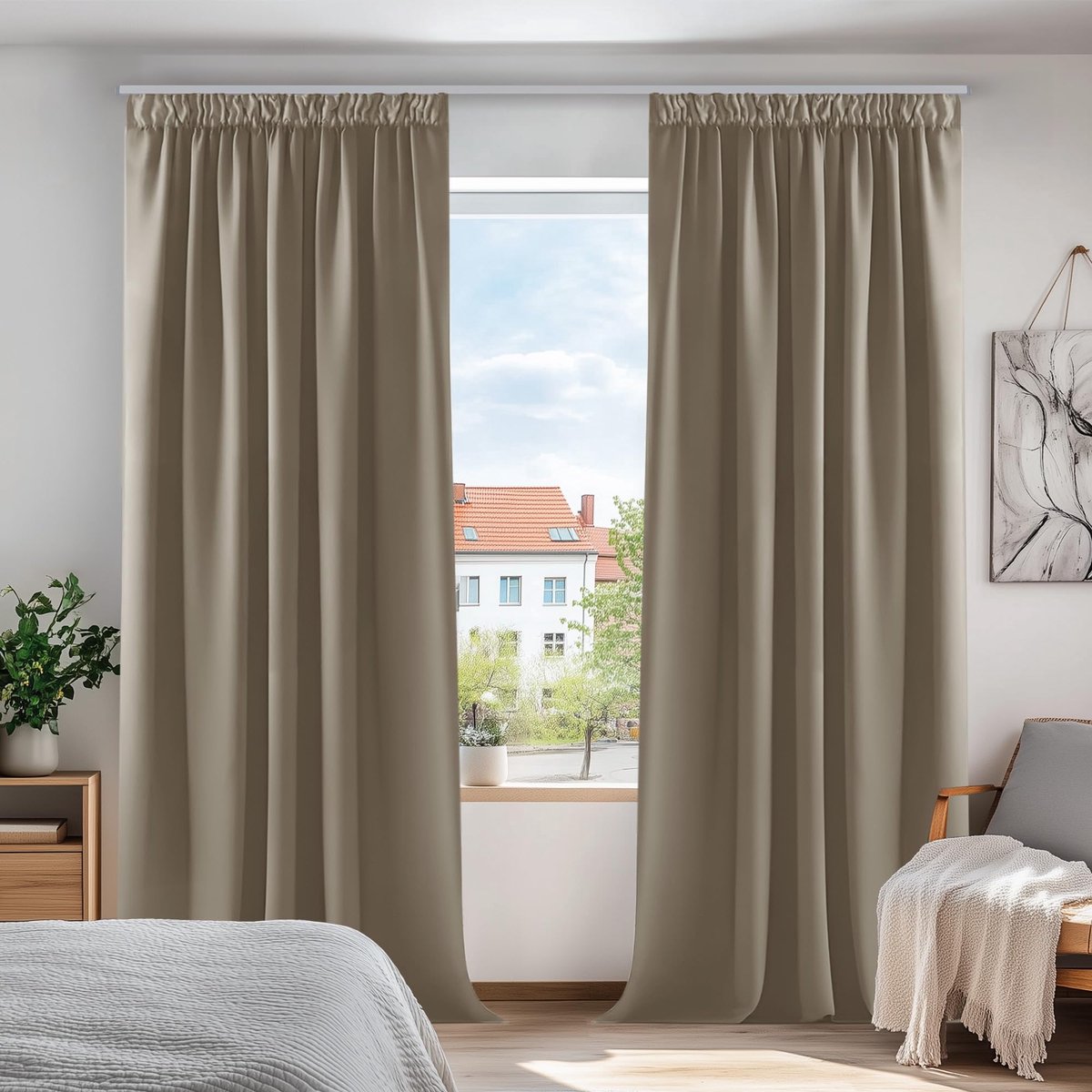 Famanu Warmtewerend gordijn, 140 x 240 cm, set van 2, taupe