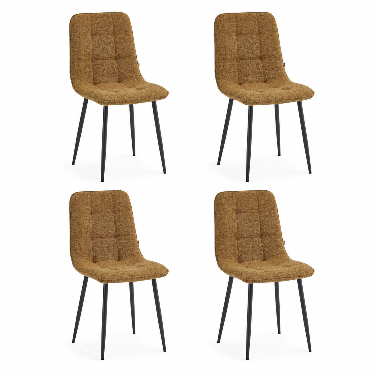 Colenis - Ela Eetkamerstoel - Set Van 4 - Okergeel - Bouclé - Design