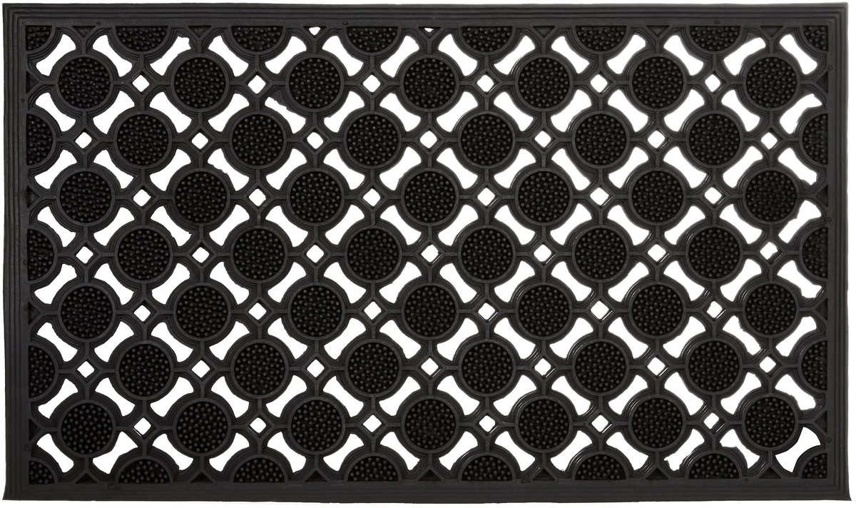 Famanu Deurmat van rubber, 0,5 x 75 x 45 cm, antislip buitenmat, schoonloopmat, snijdbaar en weerbestendig, zwart