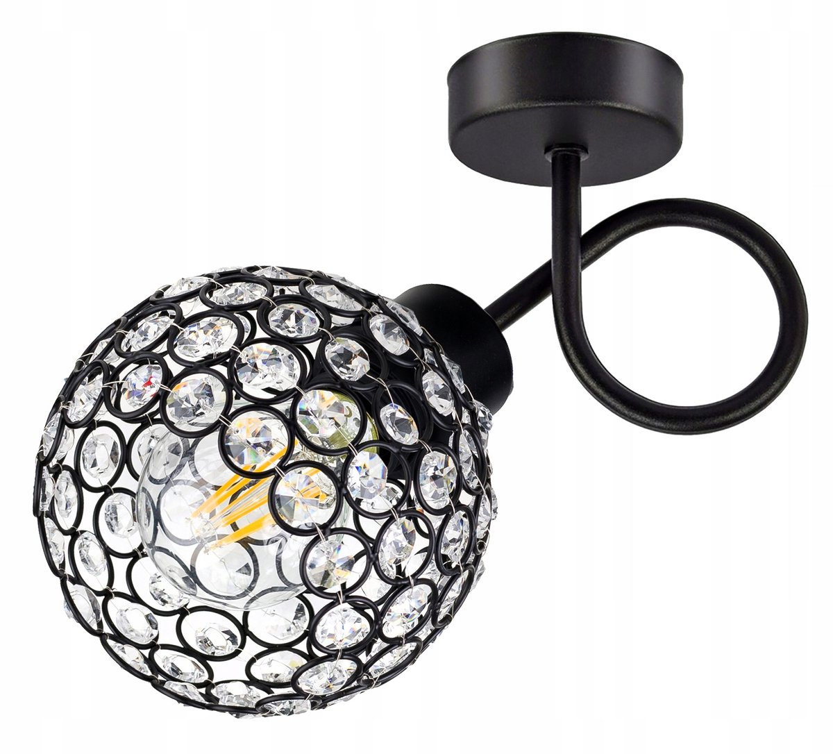 Industriële Wandlamp met Kristallen Kap, E27 Fitting