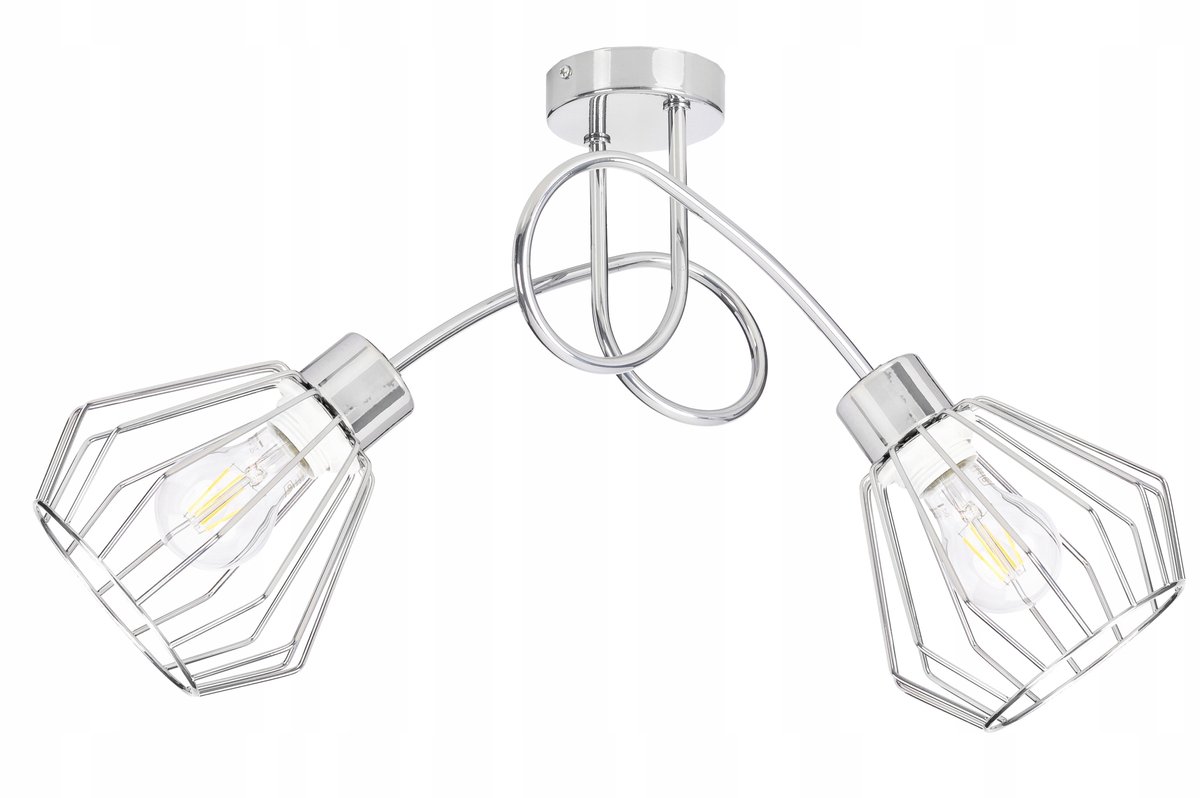 Loft Plafondlamp met 2 Chromen Kappen, E27