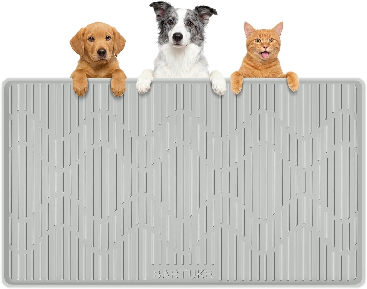Silicone Cat Dog Feeder Mats 81 x 55 cm Large Pet Feeding Mat with Raised Edge, Pet Mat for Food and Water - ShopVlot
