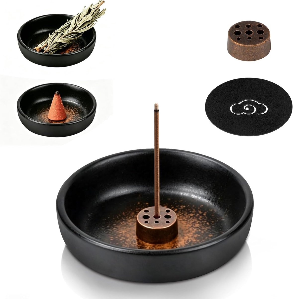 Incense Stick Holder, Incense Stick Holder, 9 Holes, Ceramic Fireproof Bowl, Incense Stick Holder, Incense Holder with - ShopVlot