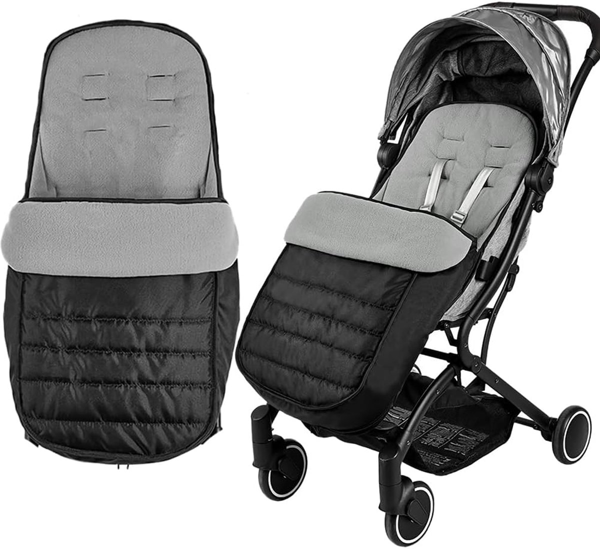 1 stuk - kinderwagen universele plush winter slaapzak - kinderwagen universele slaapzak - waterdicht koudbestendig - grijs
