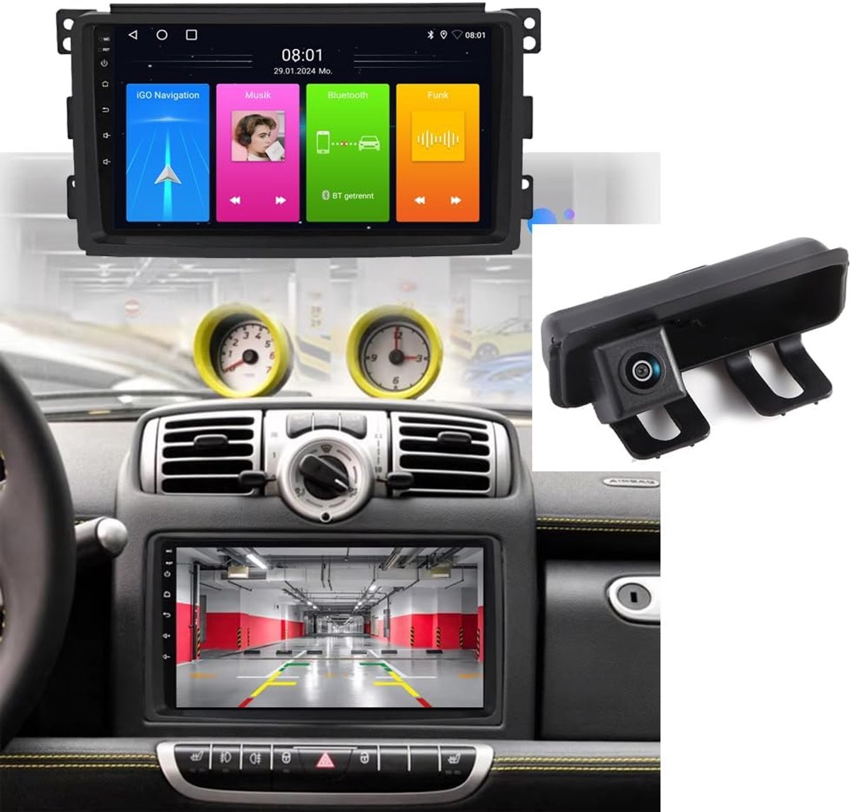 Android Car Radio with GPS Navigation, HD Screen, Touch Display, Parking Camera, Night Vision, HD Rear View Camera for - ShopVlot