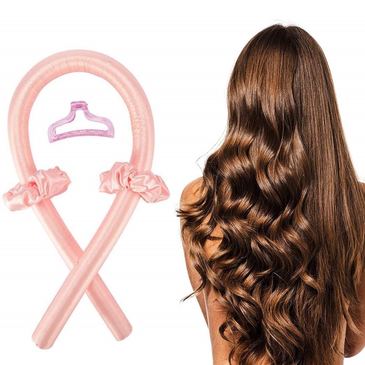 Hittevrije Krulroller met Scrunchies & Klem - Rose