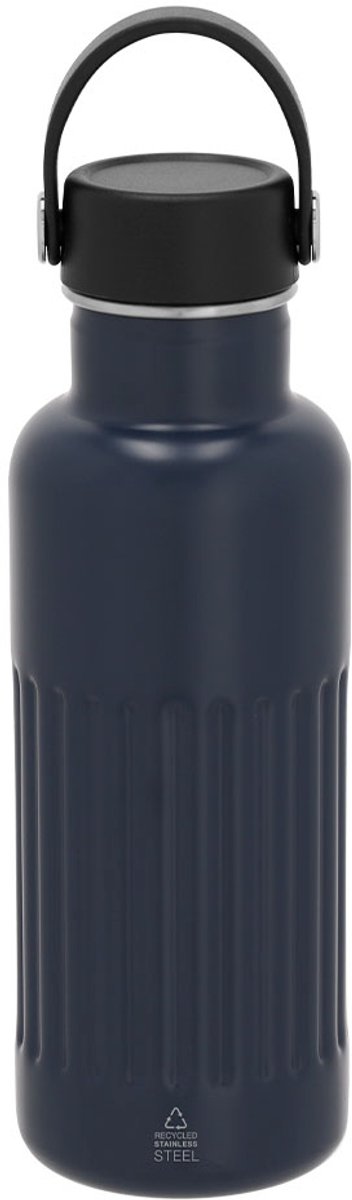 Thermische fles van gerecycled roestvrij staal met dubbele wand en een capaciteit van 500 ml Welker Blauw