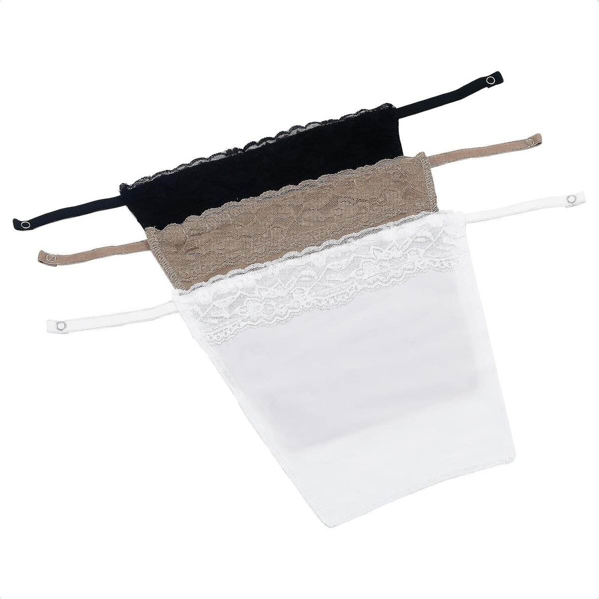 Hoerev Clip On Mock Camisoles Set of 3 Modesty Panel Pass Clip, Black_White_Beige, M - ShopVlot