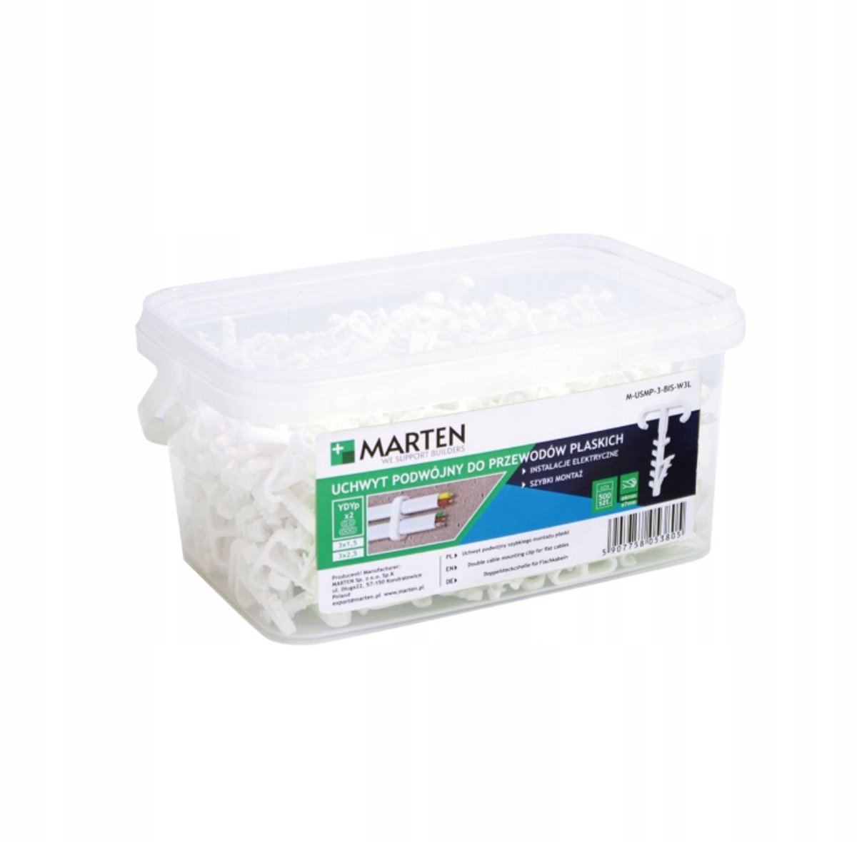 Marten USMP-3-BIS plaatkabelklemmen 500 stuks in emmer