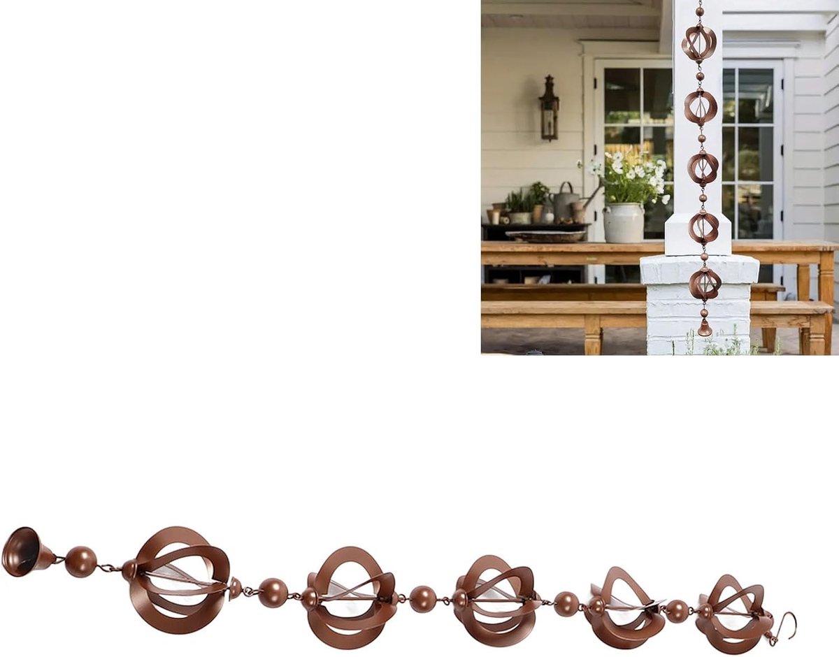 KZQ Hangende regenketting van metaal - Rokerende regenpijp voor tuin en binnenplaats - Decoratief en functioneel - Koper