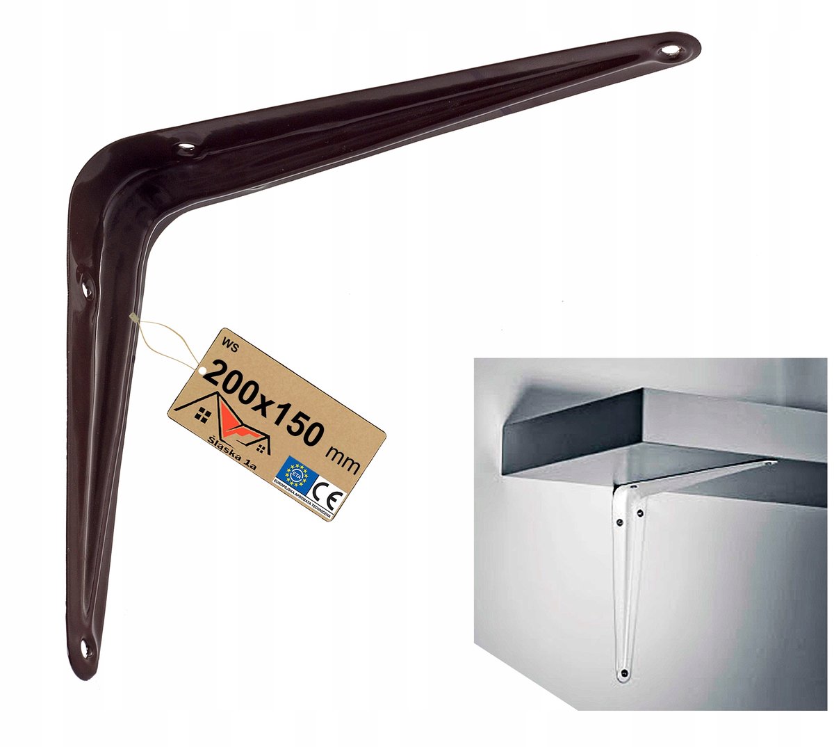 Brune Metalen Plankdrager 200x150mm - Stevig en Stijlvol
