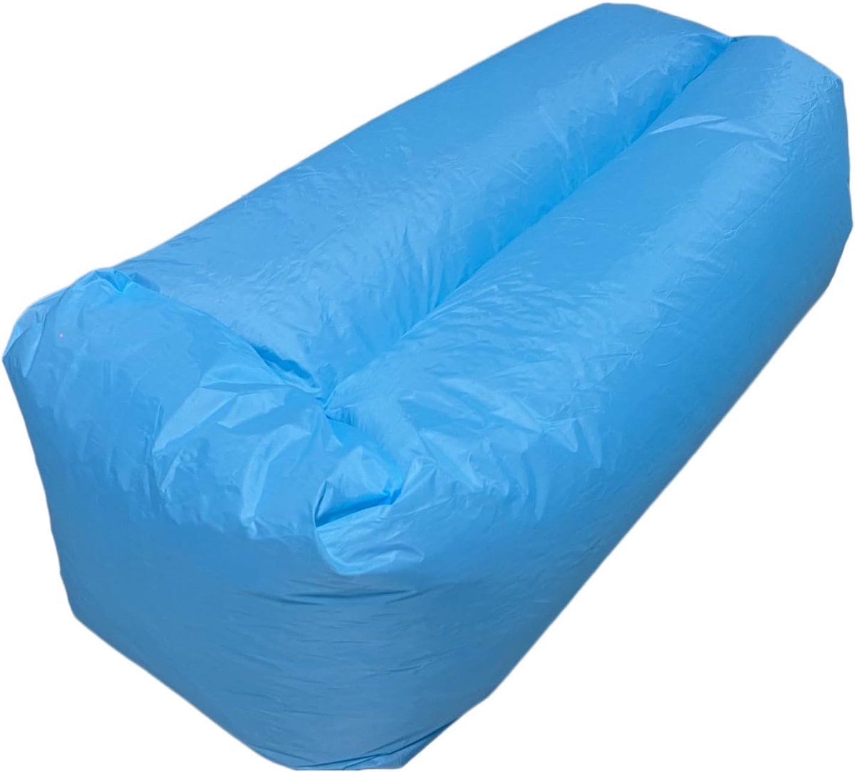 Opblaasbare ligstoel/luchtbank, draagbaar, waterdicht en lekvrij, met ergonomische hoofdsteun, draagvermogen van 180 kg, geschikt voor kamperen, strand, picknicks en reizen (lichtblauw).