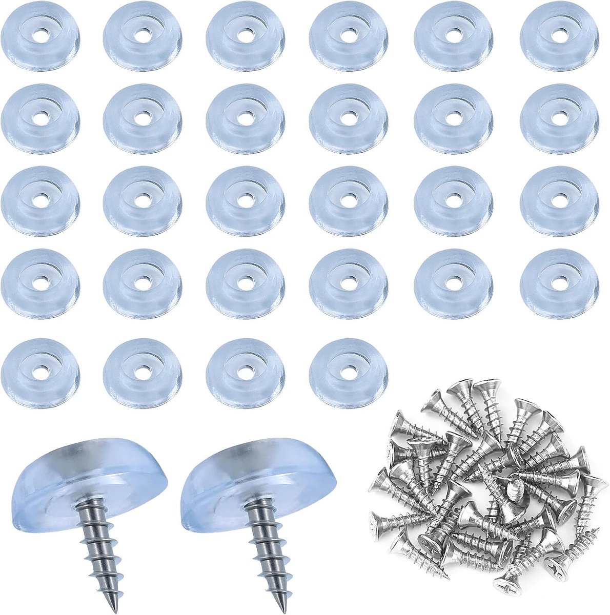 32pcs Rubber Chopping Board Legs 1.5 x 1.5 cm Round Cutting Board Legs Transparent Screwable for Chairs Furniture - ShopVlot