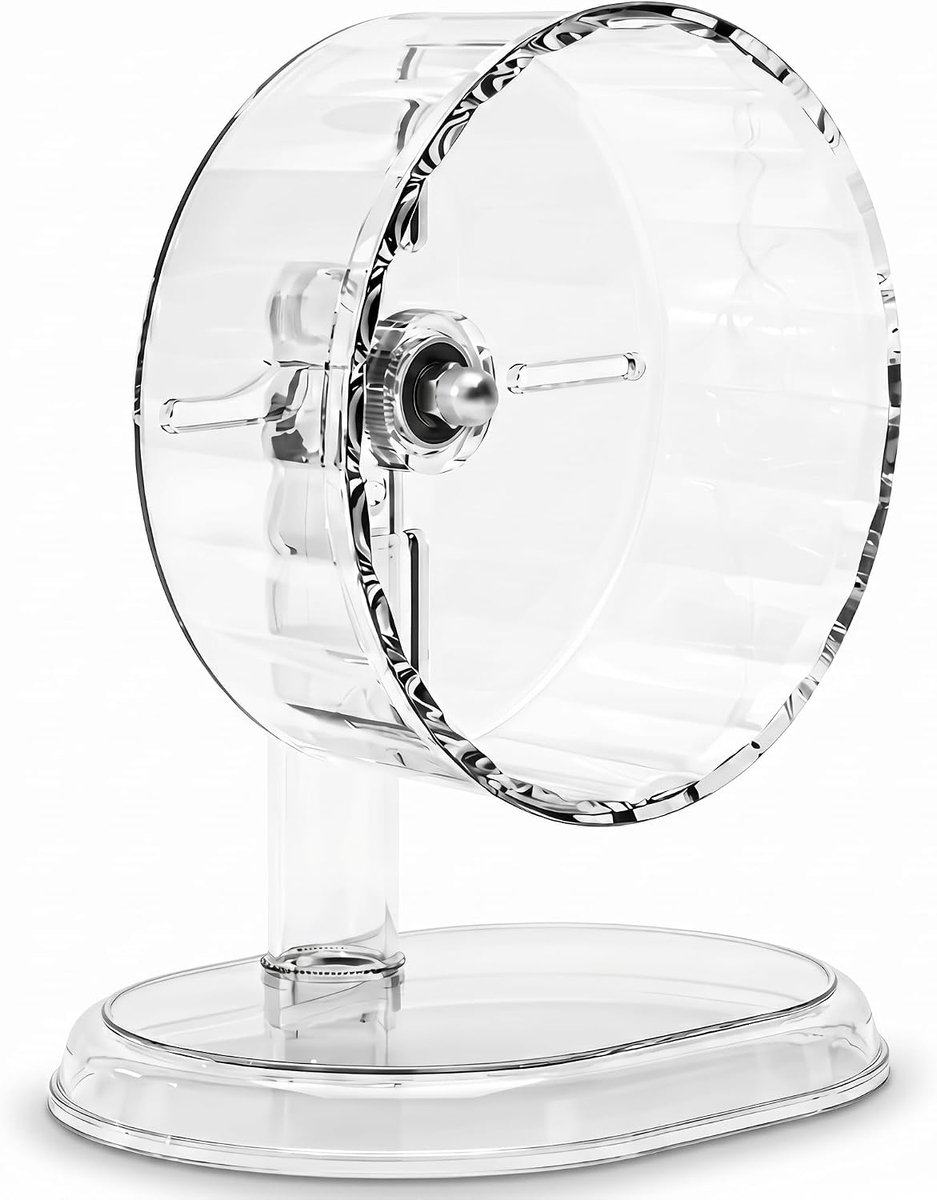 KZQ Geruisloos transparant hamsterwiel van 21 cm met verstelbare standaard voor hamsters, gerbils, muizen en kleine huisdieren