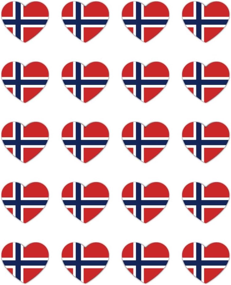 Stickers: 25 mm, 20 pieces - 20 pieces heart flag Norway sticker set vinyl 25 mm waterproof weatherproof decoration - ShopVlot