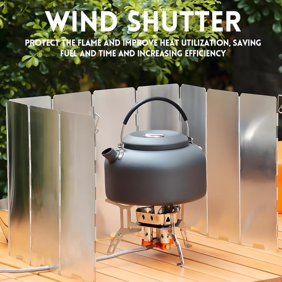 Windscherm voor buitenkooktoestel – Opvouwbaar ontwerp met 16 panelen: onmisbare uitrusting voor kamperen-barbecues-picknicks-wandelen en andere buitenactiviteiten. — afbeelding 4