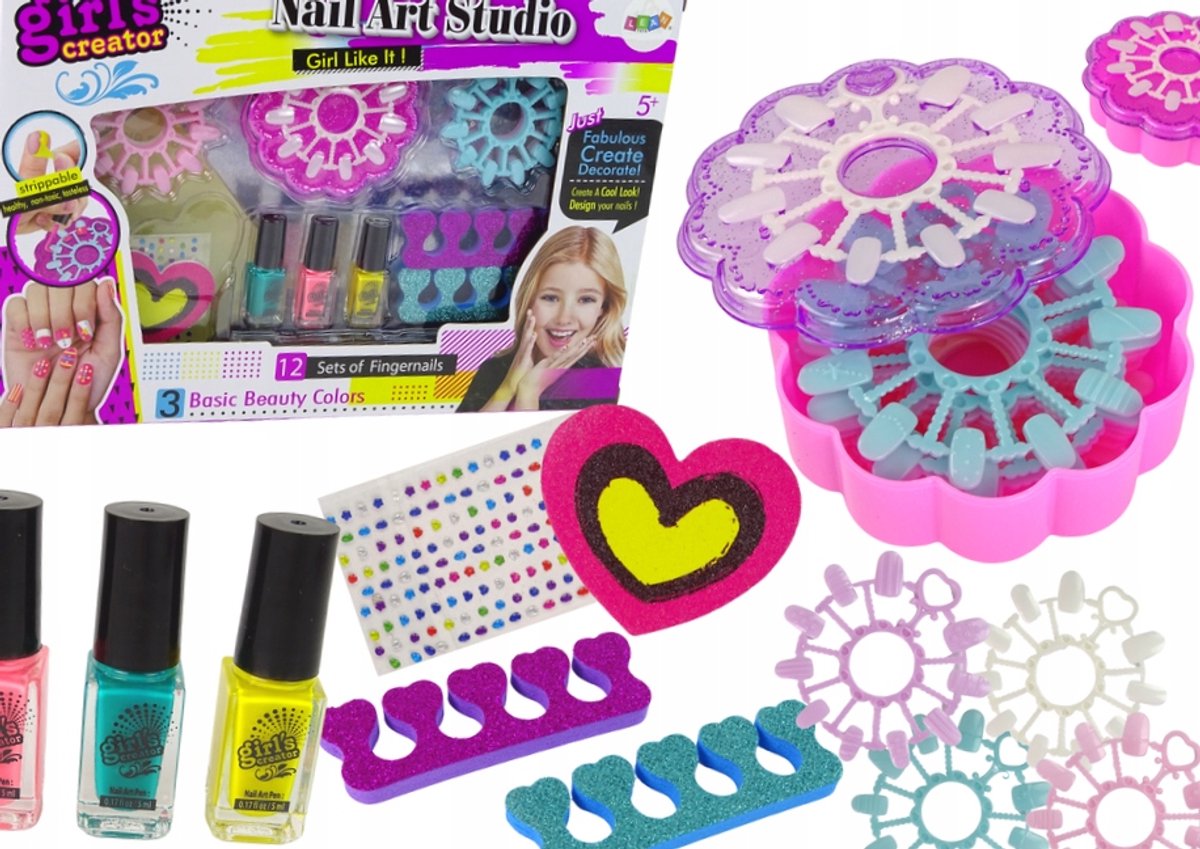 Nagelstudio Set voor Kinderen: Lakjes, Vijltje & Sjabloon