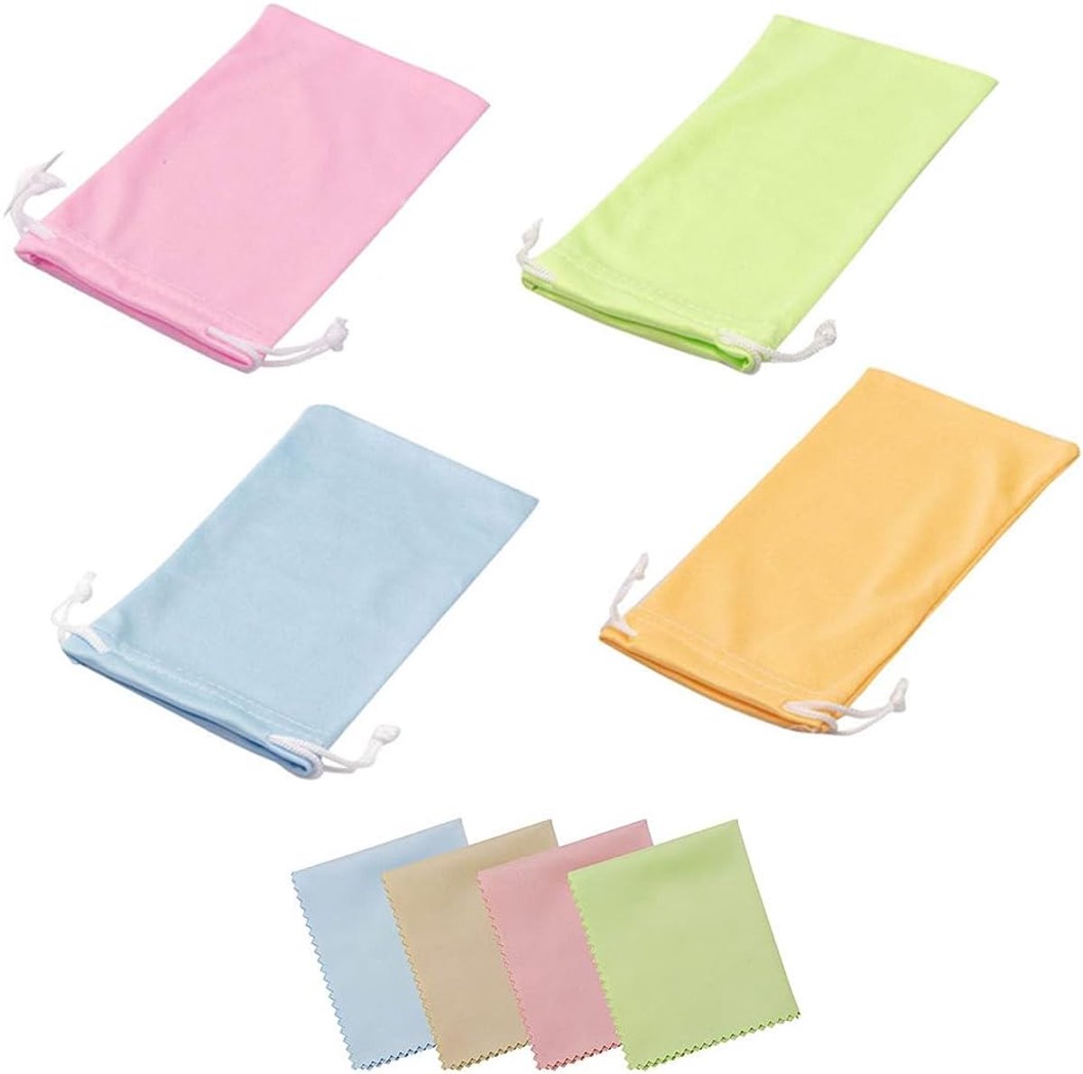 Pack of 4 Soft Glasses Cases with 4 Glasses Cleaning Cloths Sunglasses Case Soft Glasses Case for Sunglasses Portable - ShopVlot