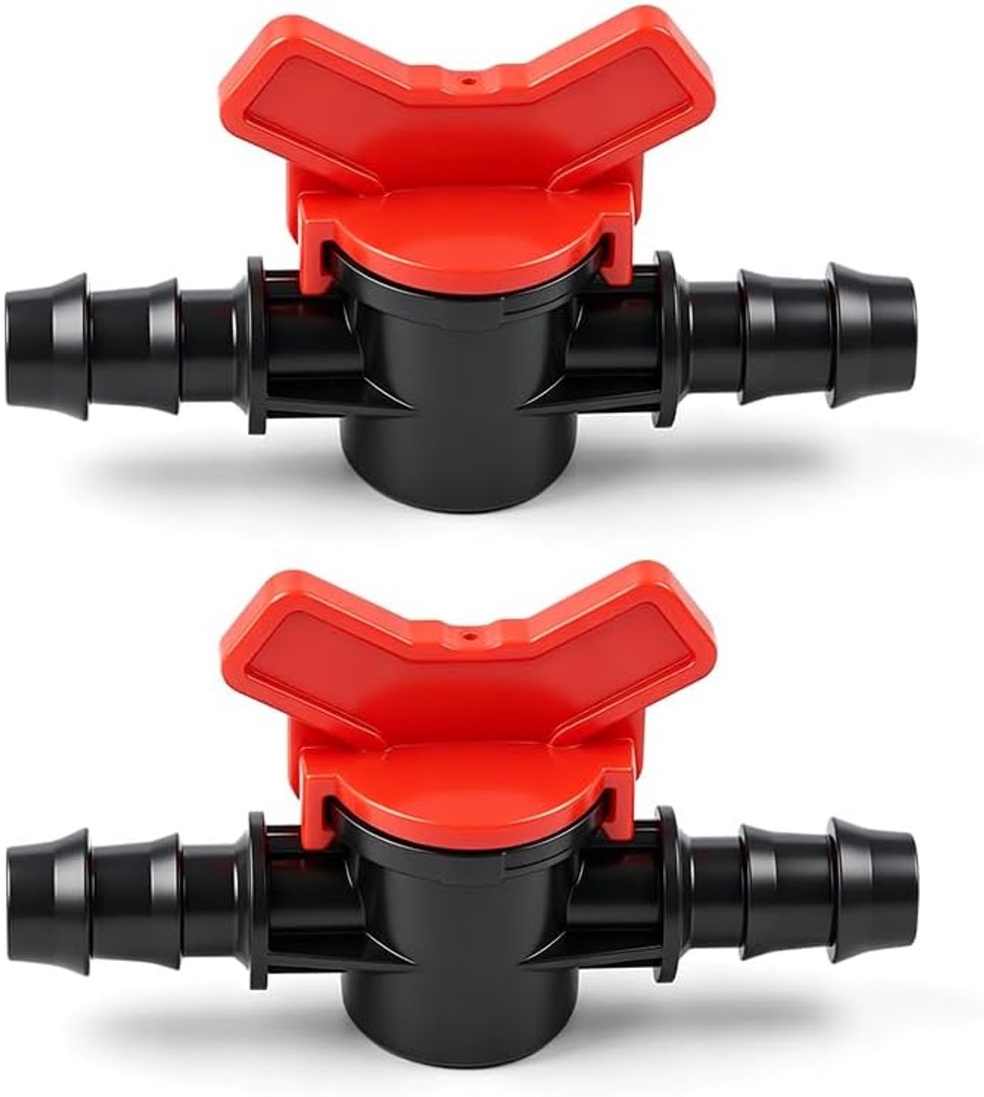 Set van 2 druppelirrigatieset, rechte baard, gebogen en T-stuk, voor slang 15 mm ID, voor landbouw en tuin - ShopVlot