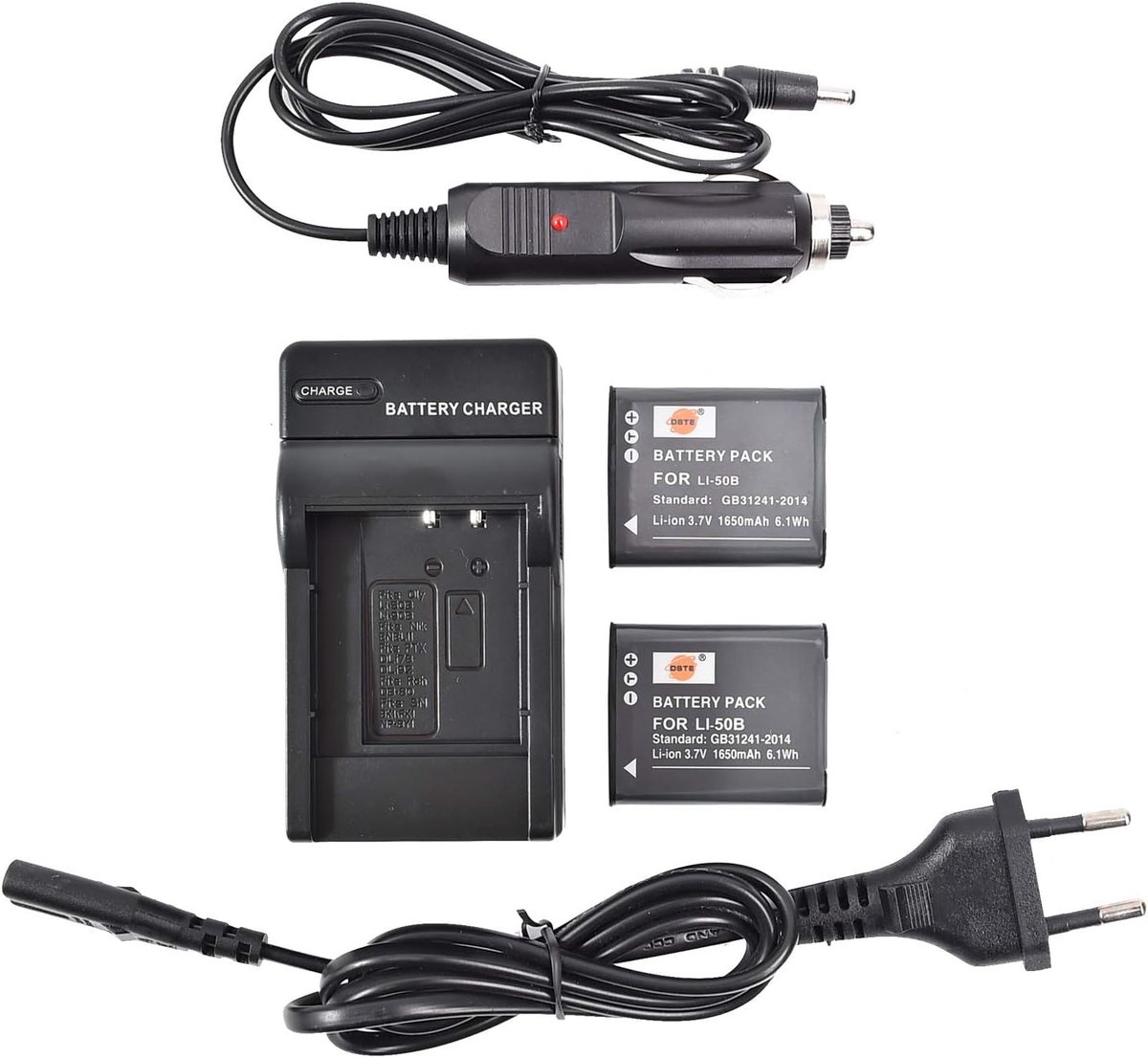 DSTE 2PCS LI-50B Batteries and Travel Charger Compatible with Olympus Stylus 1020 1030 9000 9010 SP-800UZ SP-810UZ - ShopVlot